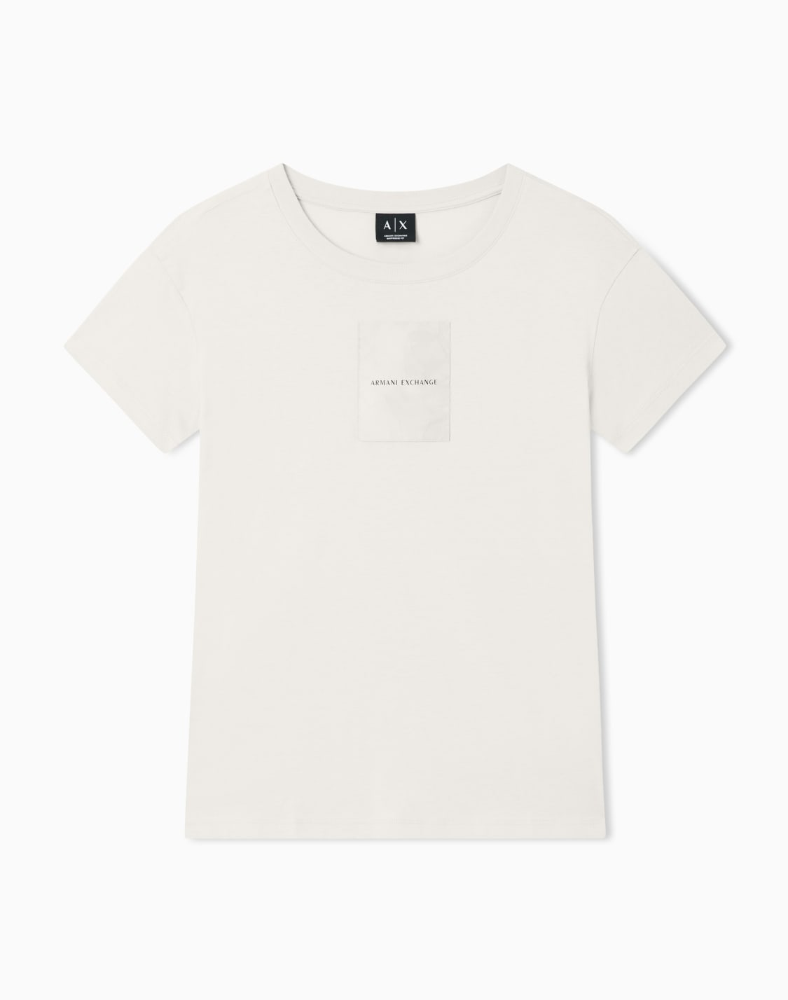 ロゴパッチ-半袖クルネックtシャツ-ベジュ--armani-exchange