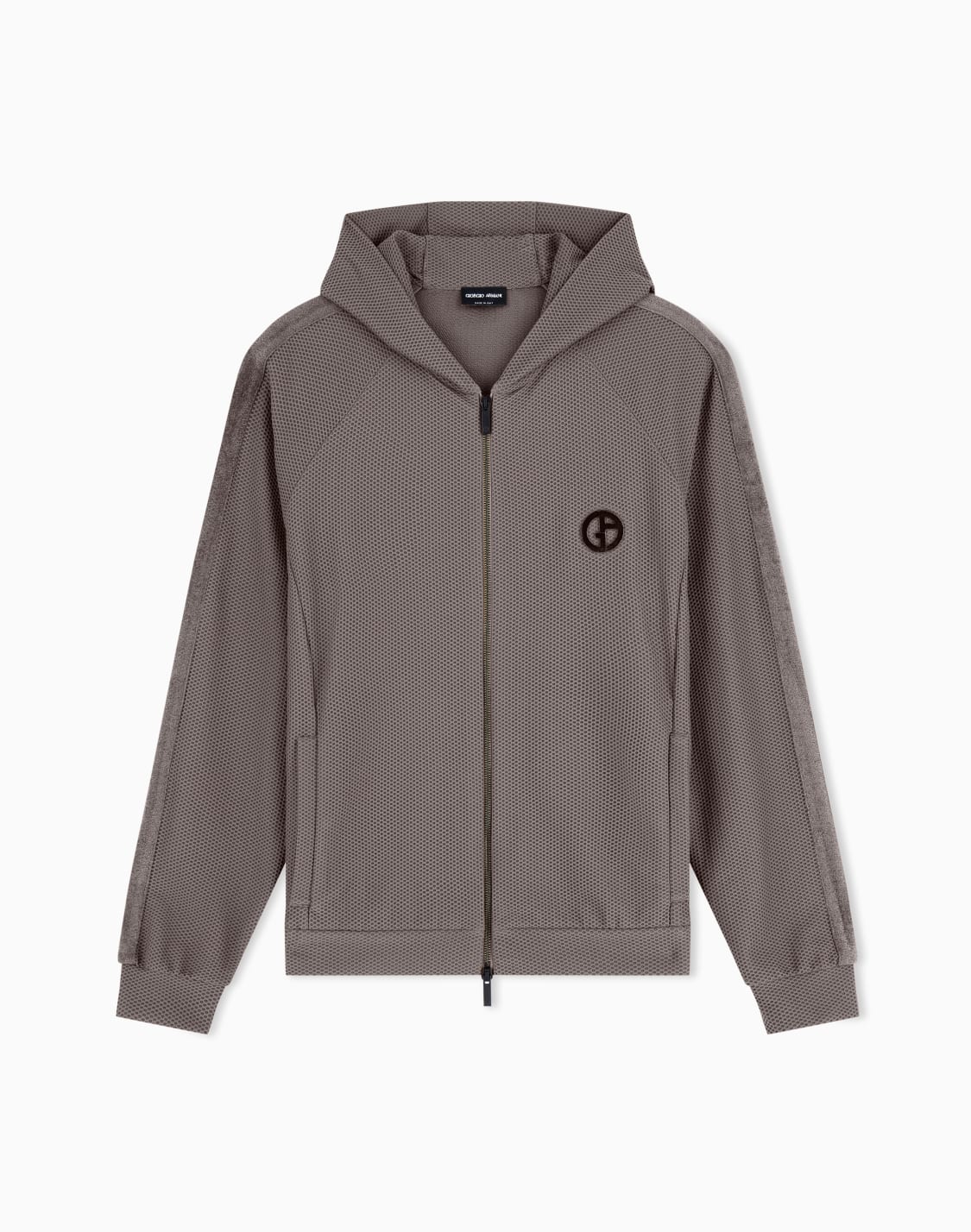 フド付きスウェットシャツ-テクニカルワッフルファブリック-ベジュ--giorgio-armani