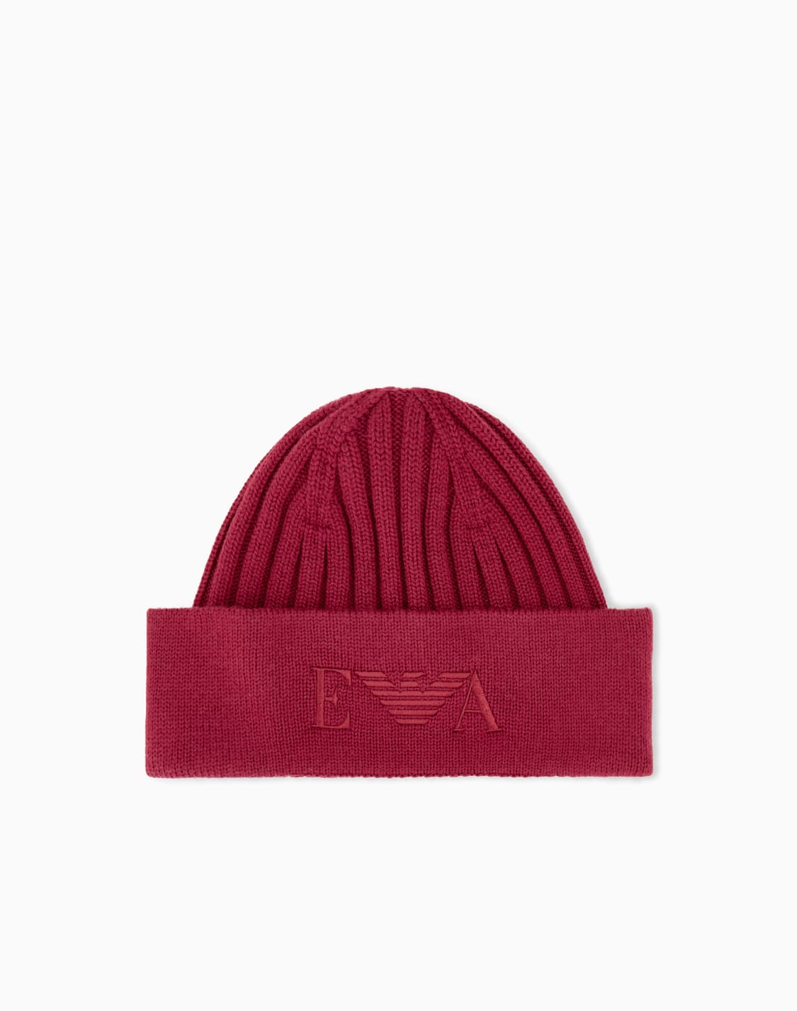 bonnet-en-laine-vierge-avec-revers-brod-rouge--emporio-armani