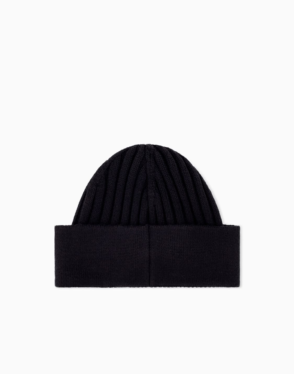 bonnet-en-laine-vierge-avec-revers-brod-noir--emporio-armani