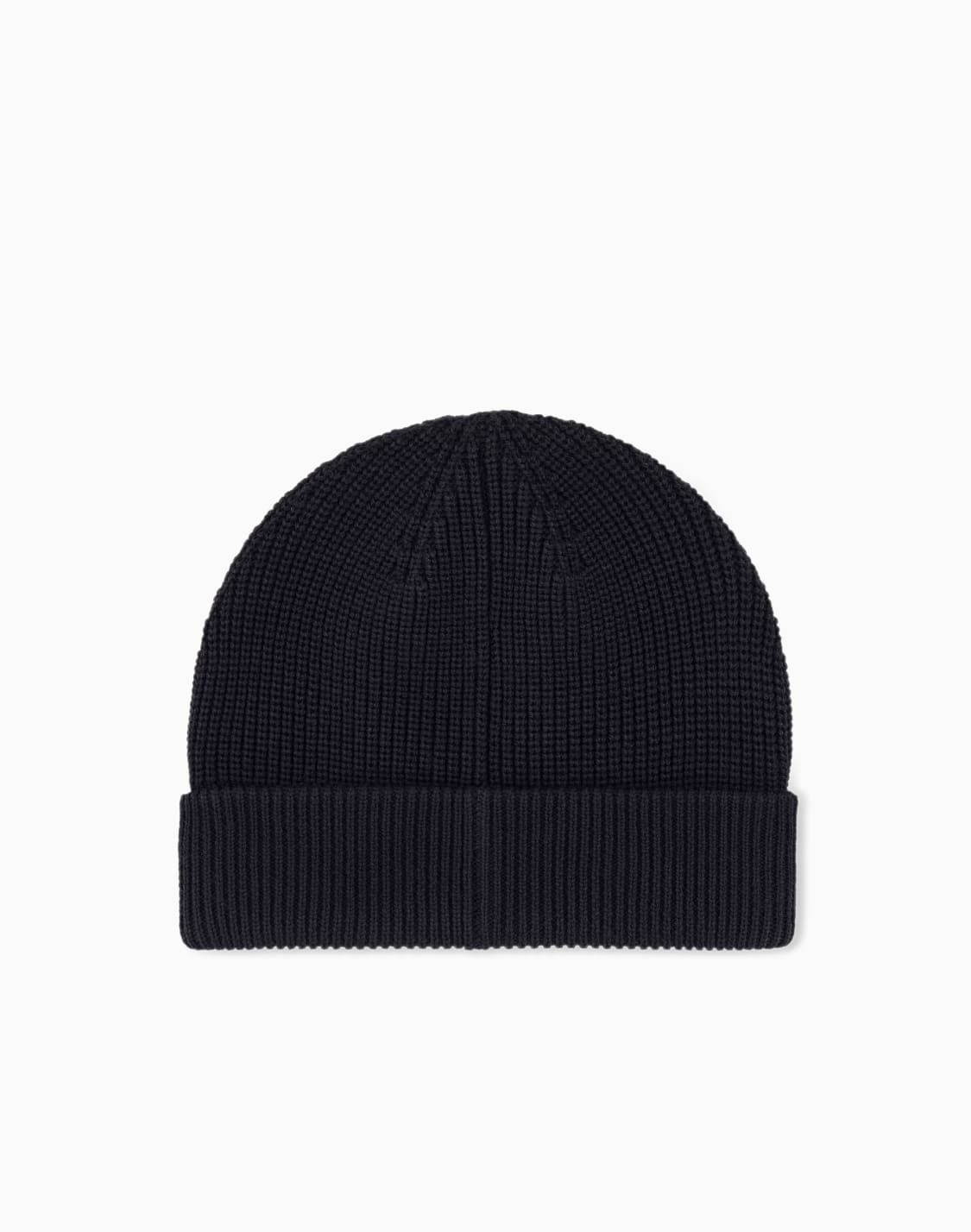 ロゴパッチ-ニットキャップ-ブラック--armani-exchange
