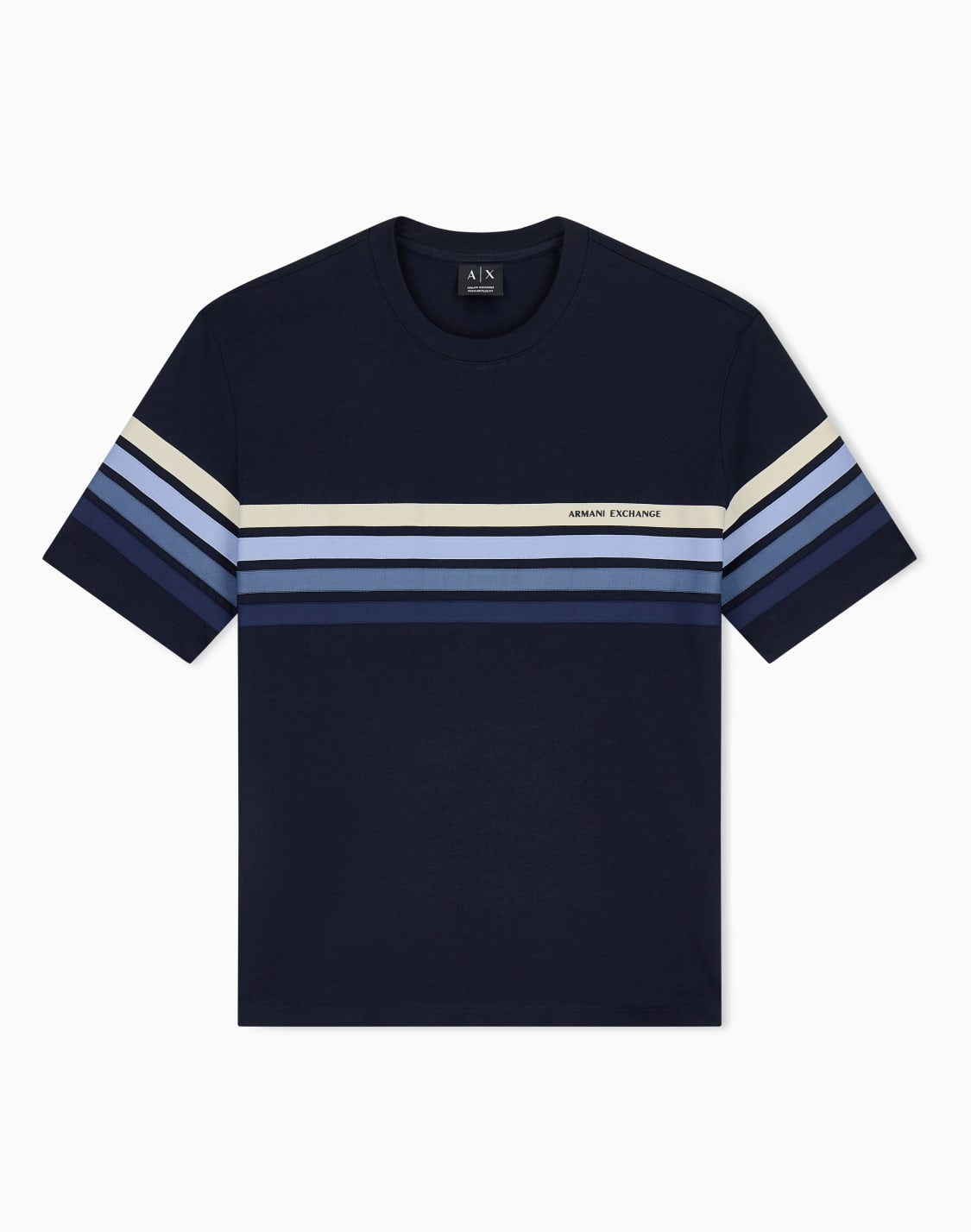 グラデションテプディテル-レギュラプラスフィット-半袖クルネックtシャツ-ネイビブル--armani-exchange