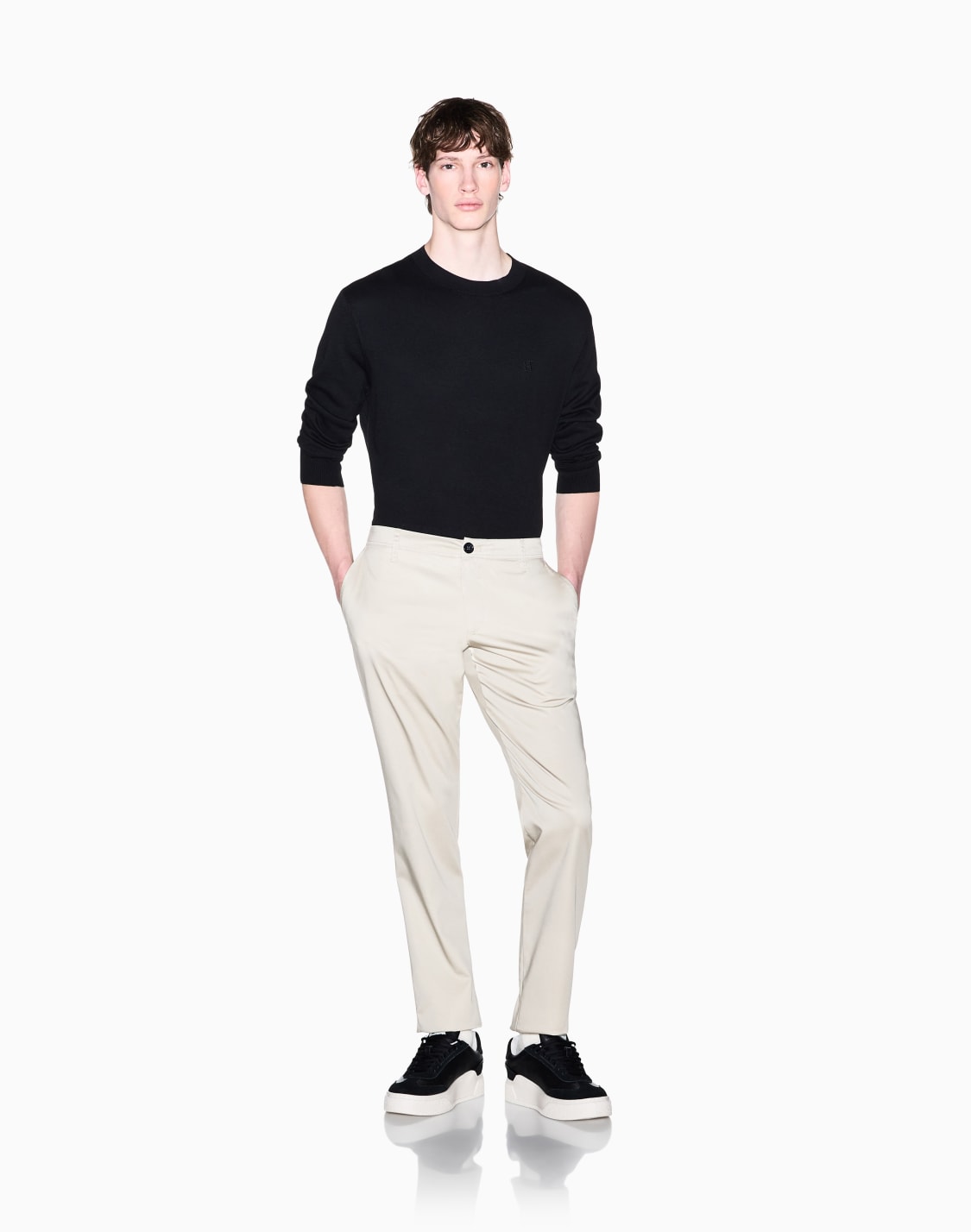 stretch-chinos-in-cotton-satin-beige--armani-exchange
