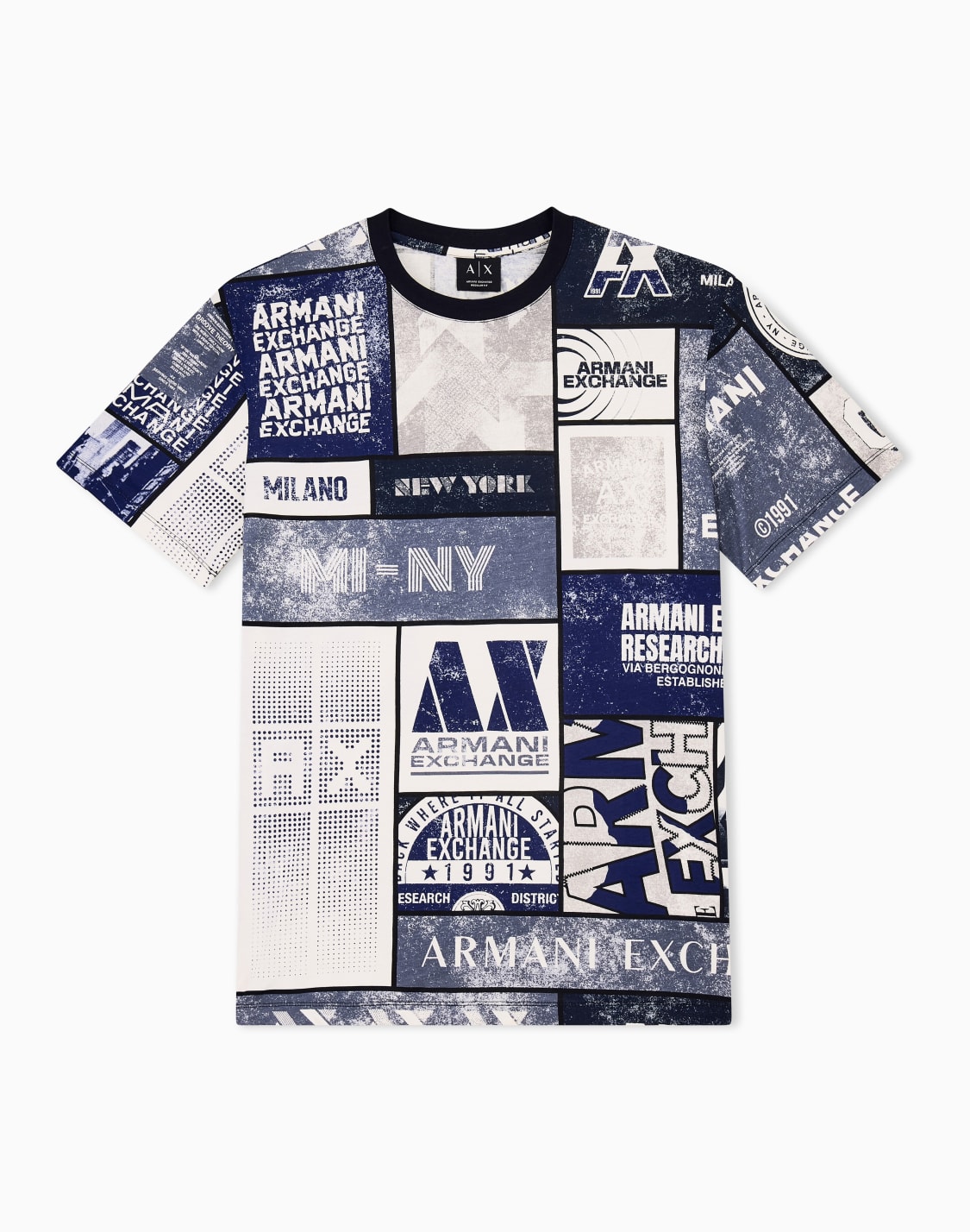 オルオバロゴプリント-レギュラフィット-半袖クルネックtシャツ-パタン--armani-exchange