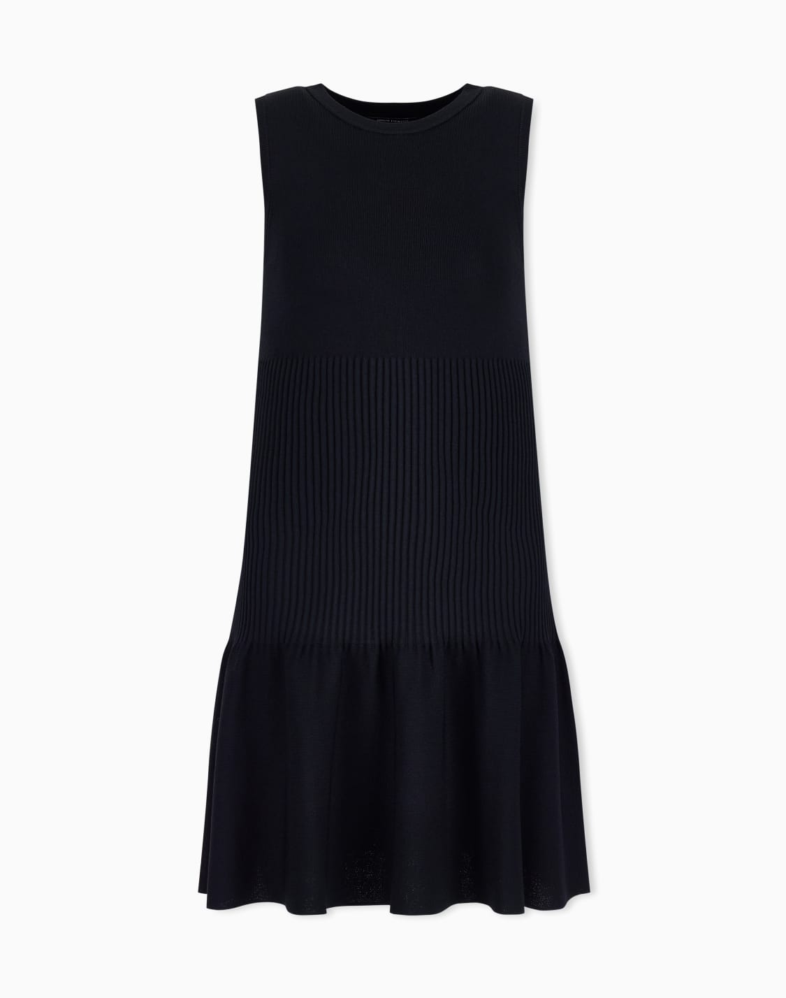 vestido-ajustado-de-punto-sin-mangas-con-falda-acampanada-negro--armani-exchange