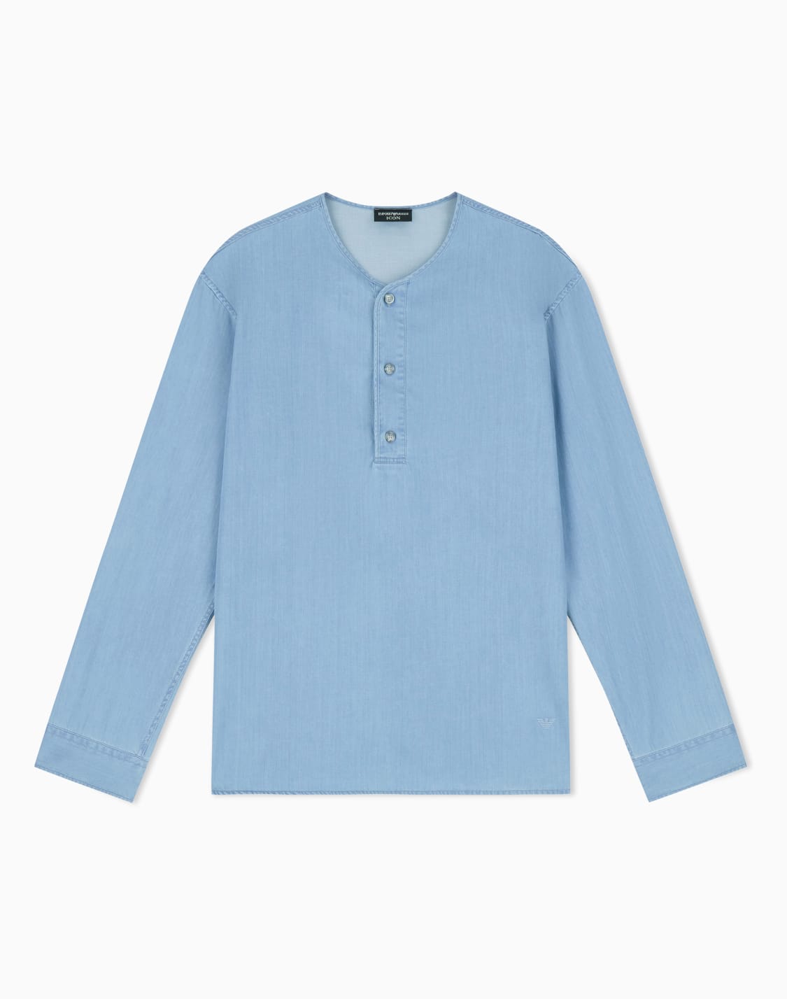 icon-lightweight-denim-shirt-with-henley-collar-blue--emporio-armani