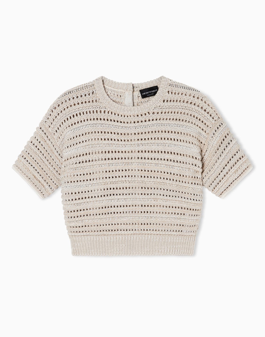 半袖セタ-透かし編み-ベジュ--emporio-armani