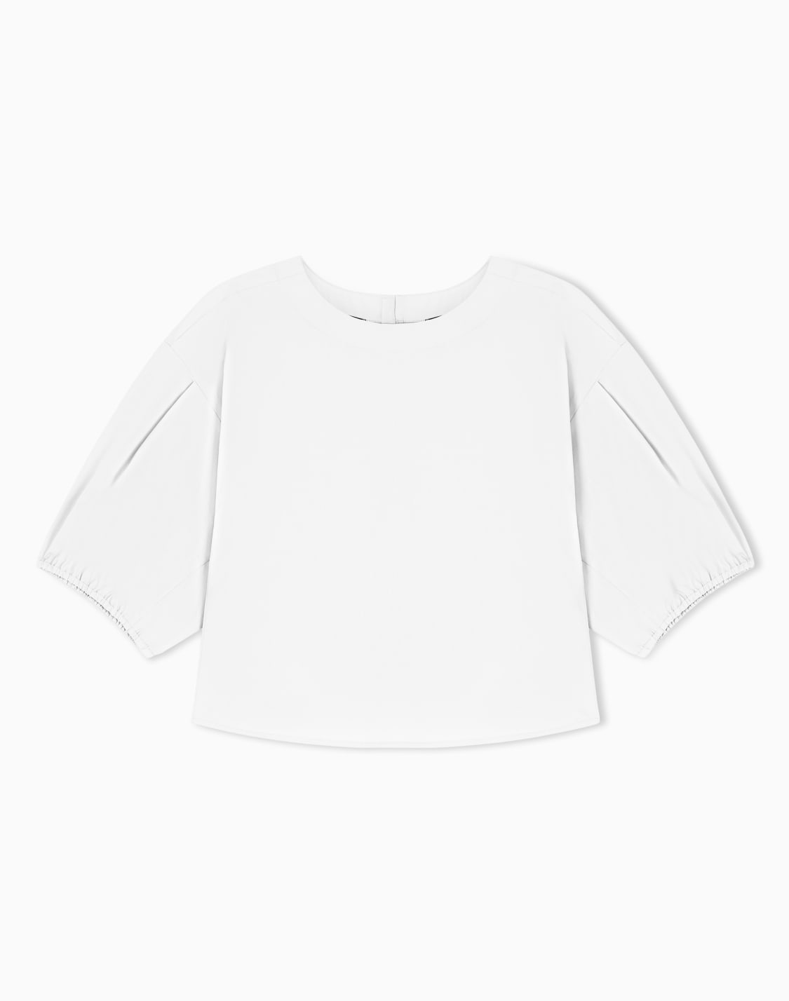 ブラウス-ポプリン-パフスリブ-ホワイト--emporio-armani