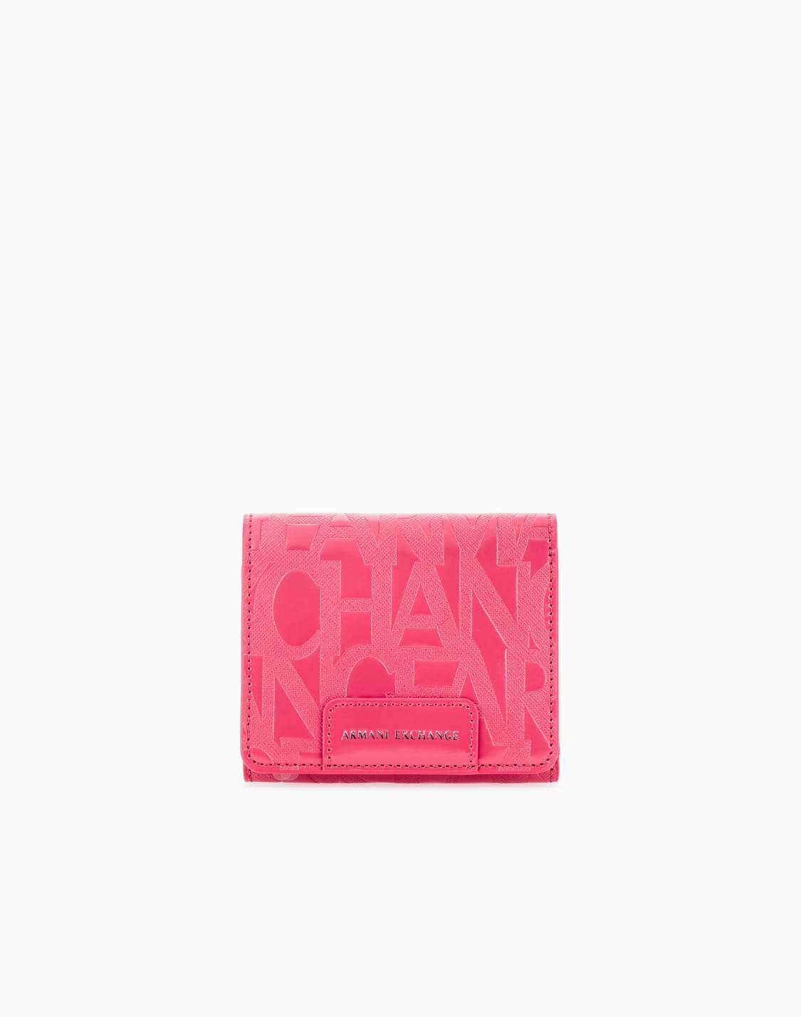 オンライン限定オルオバエンボスロゴ-三つ折りミニウォレット-ピンク--armani-exchange
