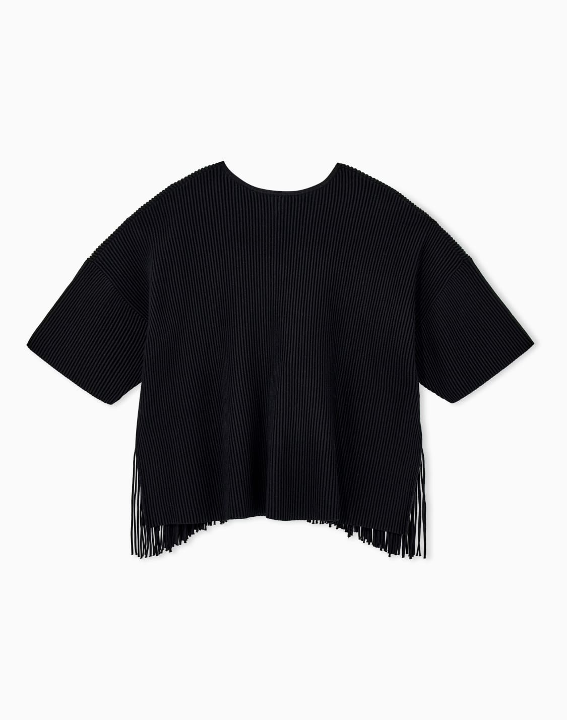 cardigan-in-viscose-ottoman-with-round-neck-and-fringe-black--emporio-armani