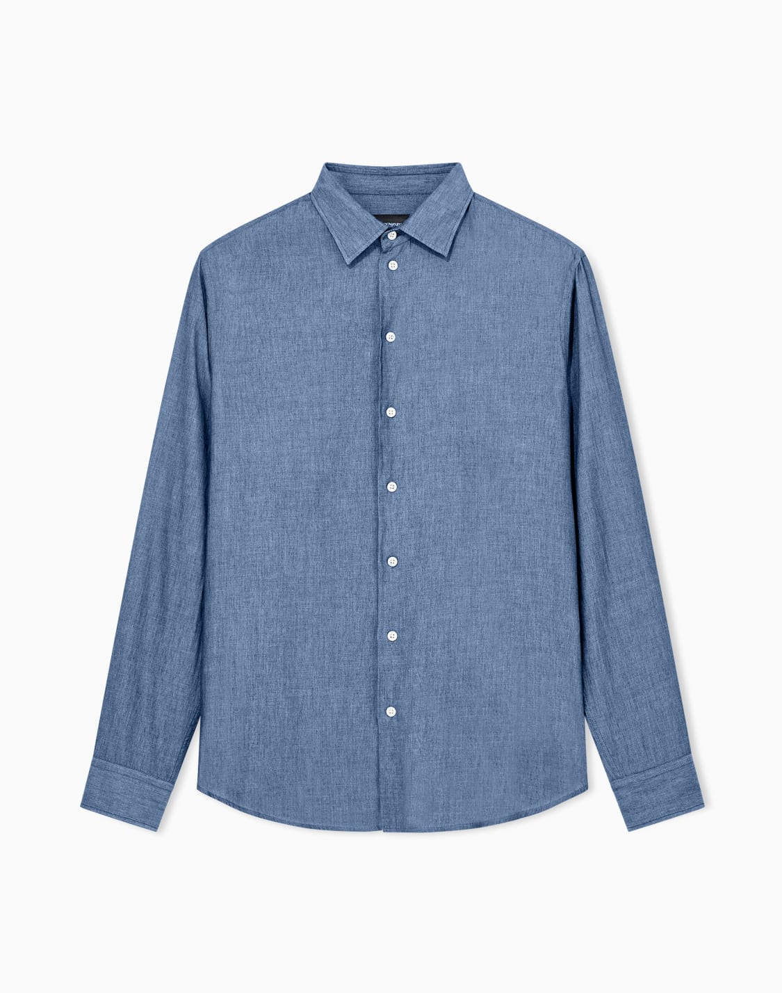 chemise-en-coton-chambray-effet-denim-avec-col-classique-bleu-clair--emporio-armani