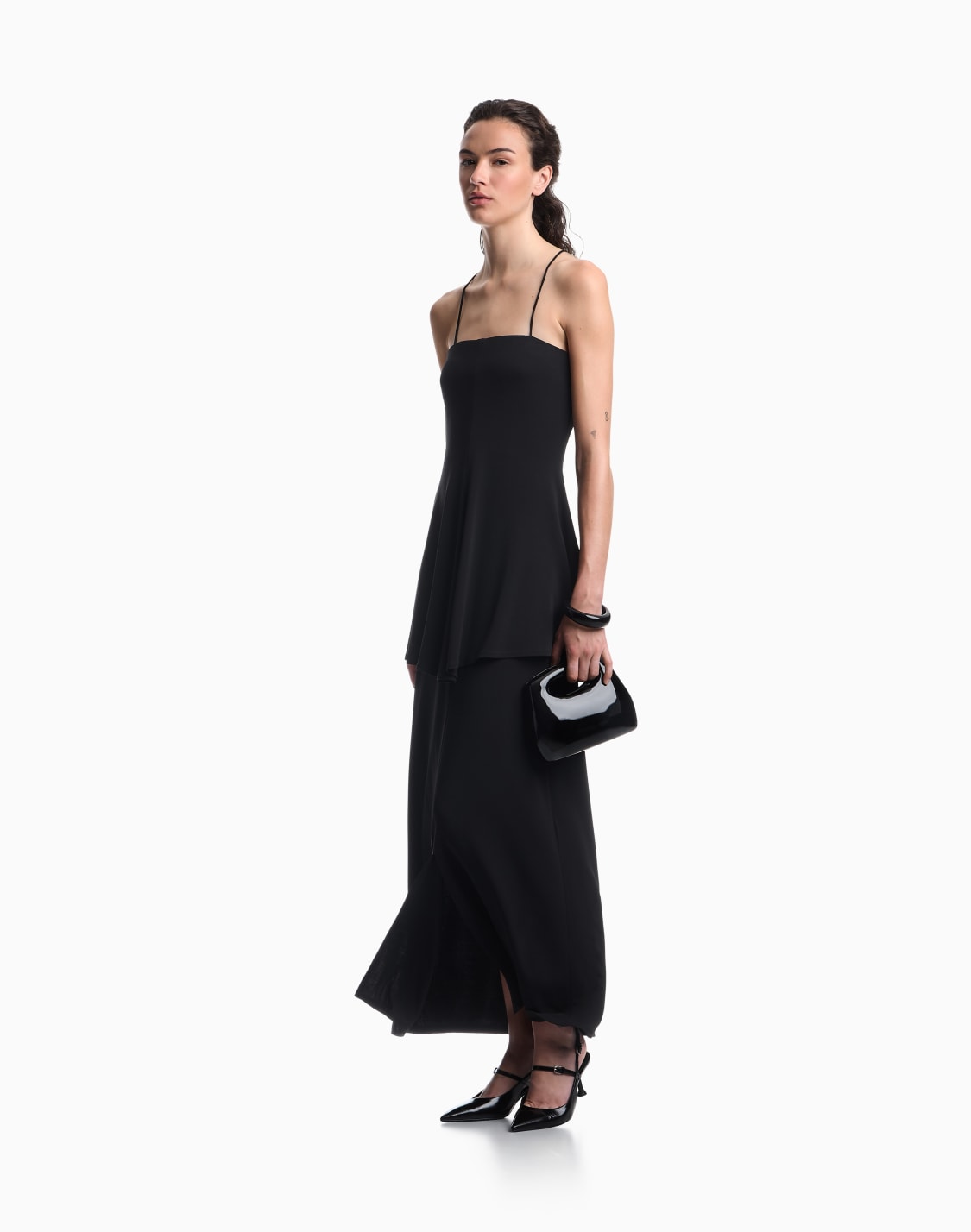two-piece-effect-crpe-dress-in-stretch-viscose-black--emporio-armani
