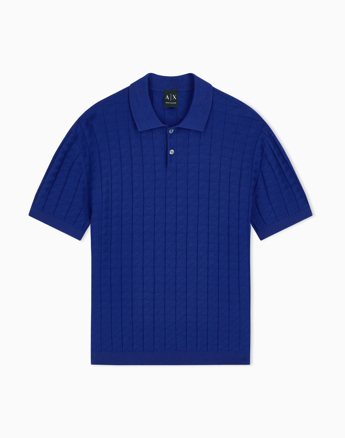 ジオメトリックパタン-半袖ニットポロシャツ-ブル--armani-exchange
