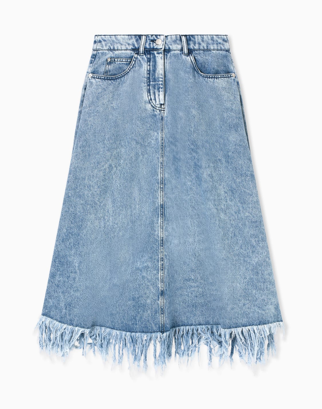 midi-skirt-in-vintage-look-denim-with-fringes-blue--emporio-armani