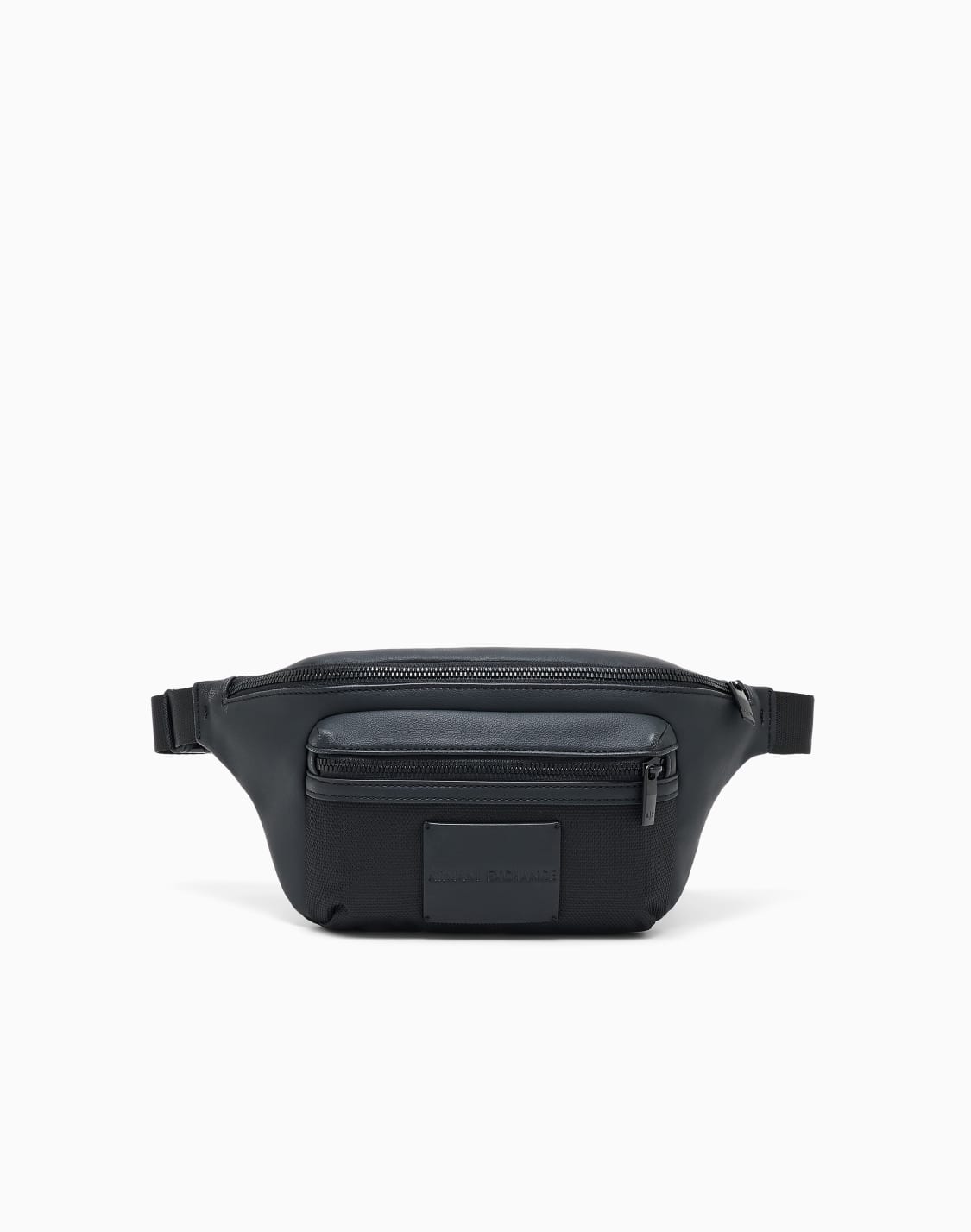 ロゴパッチ-ミックスマテリアル-ウエストバッグ-ブラック--armani-exchange