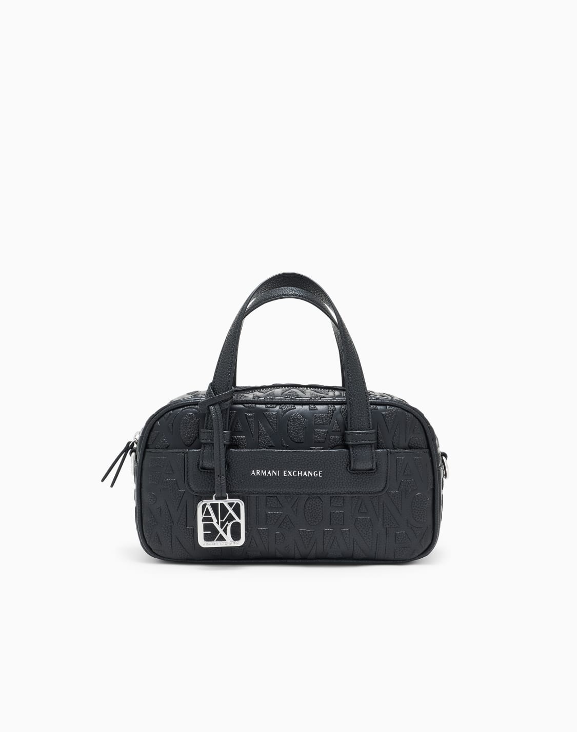 オルオバエンボスロゴ-ミニボストンバッグ-マット-ブラック--armani-exchange