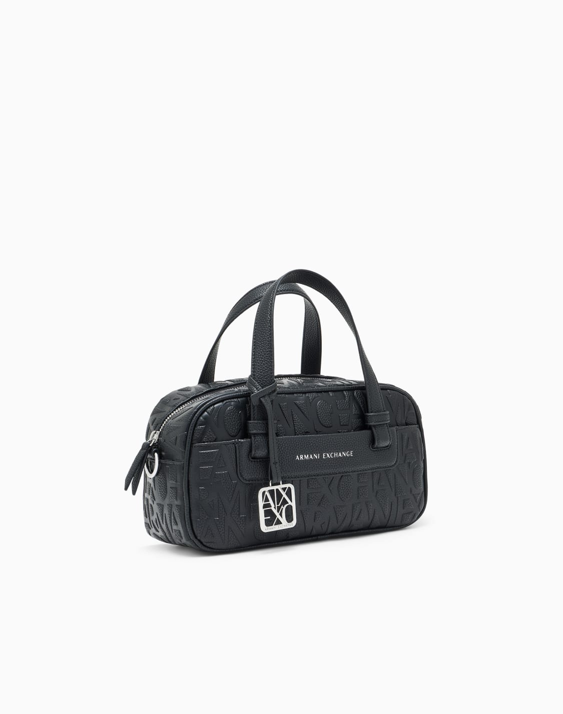 オルオバエンボスロゴ-ミニボストンバッグ-マット-ブラック--armani-exchange