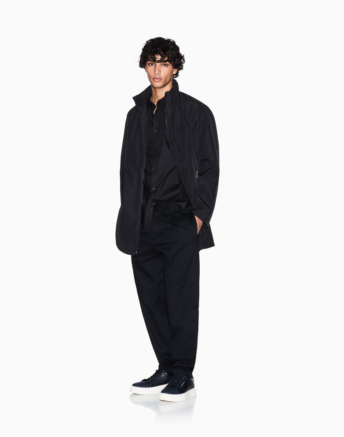 camisa-de-algodn-jacquard-de-manga-corta-negro--armani-exchange