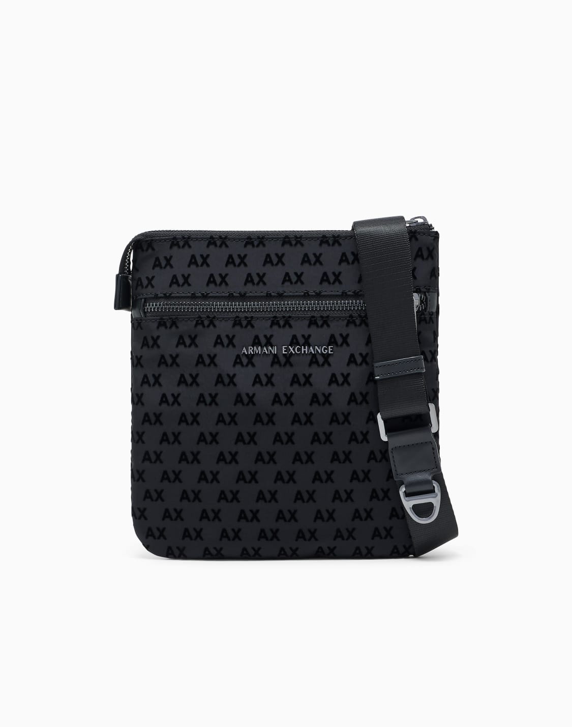 bandolera-plana-con-motivo-monograma-y-bolsillo-frontal-negro--armani-exchange
