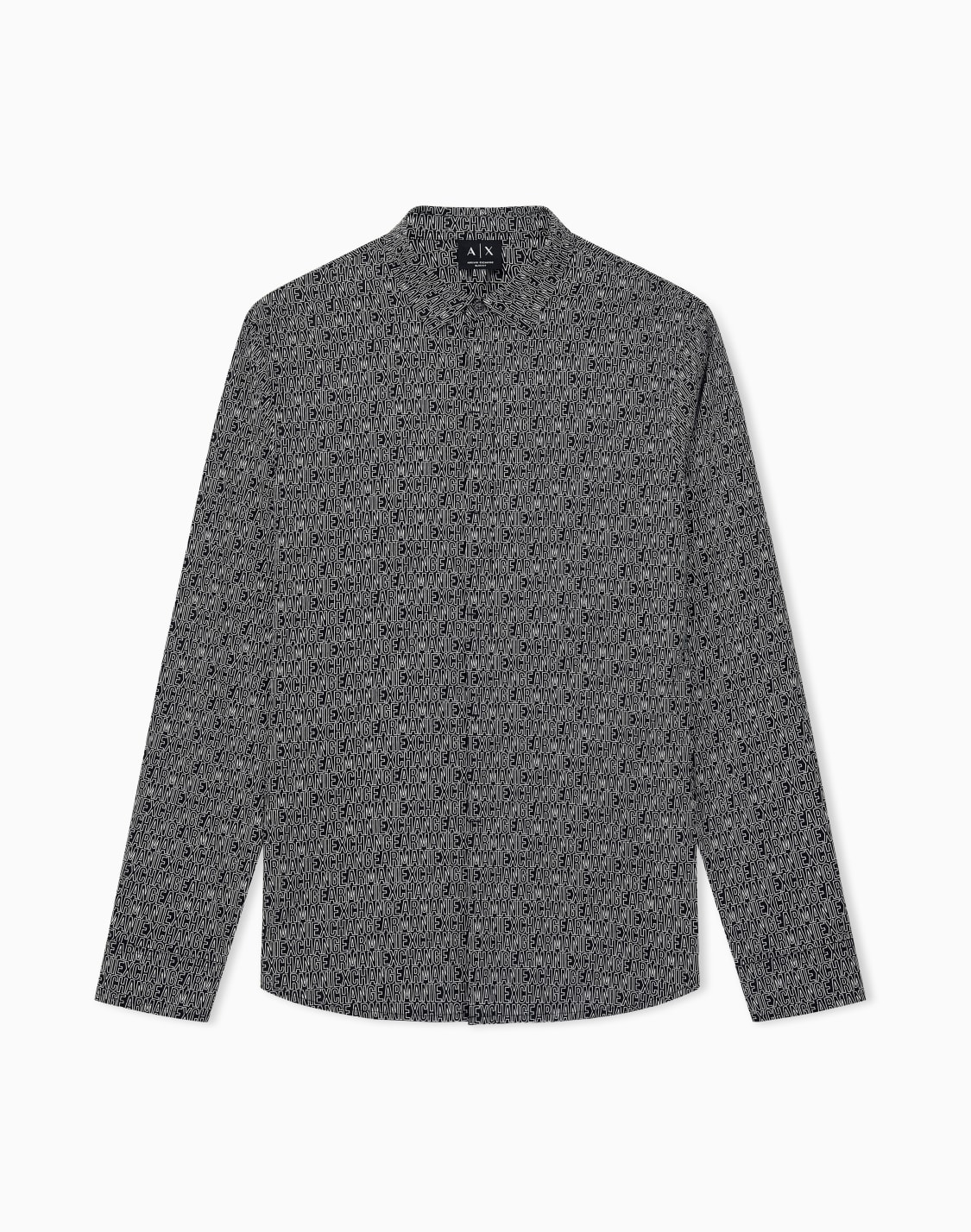 モノグラム-スリムフィット-シャツ-ブラック--armani-exchange