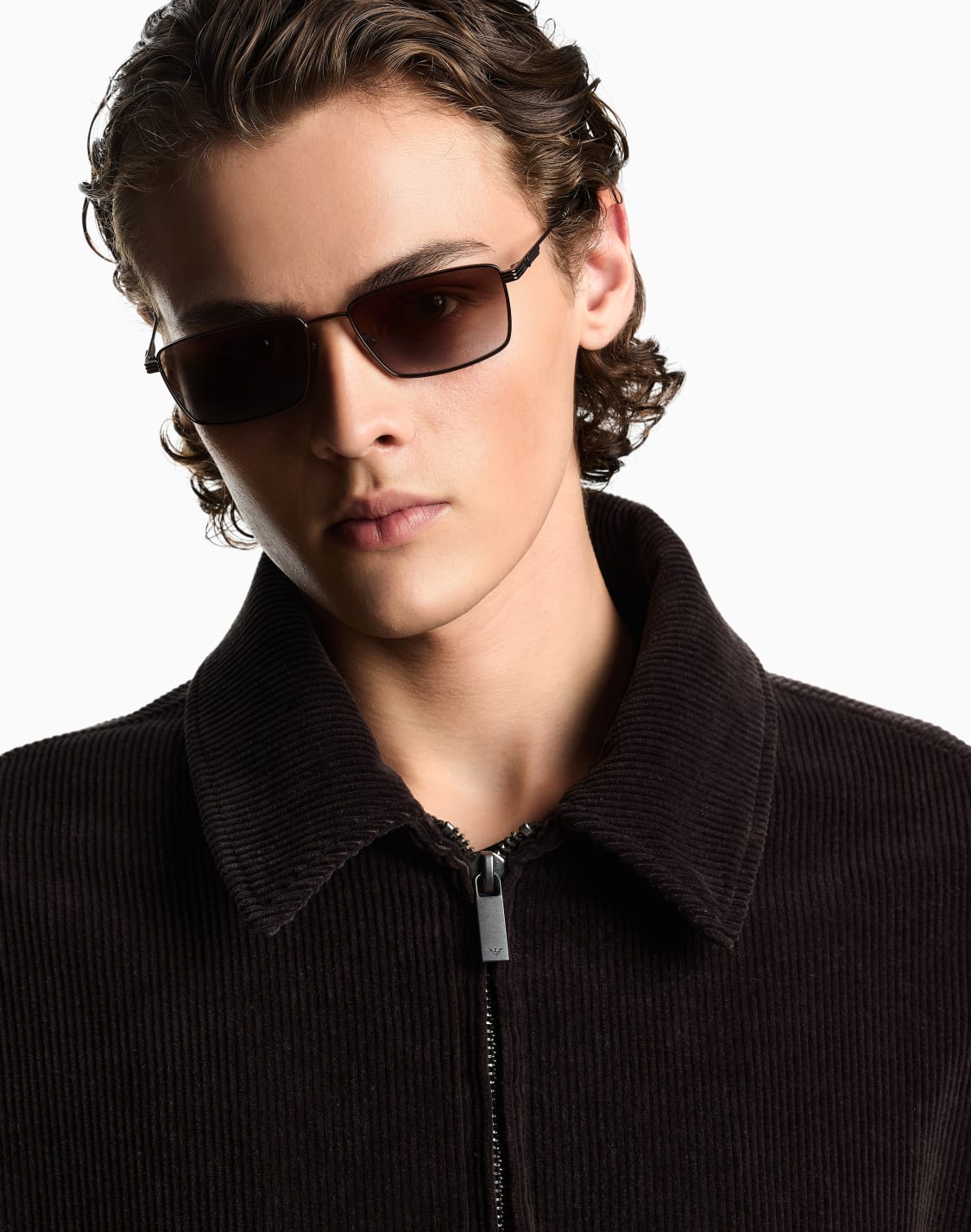 남성용-직사각형-선글라스-브라운--emporio-armani