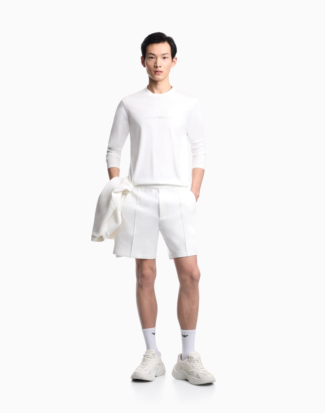 スリムフィットトップス-ピマジャジ-プリントロゴ-ホワイト--emporio-armani