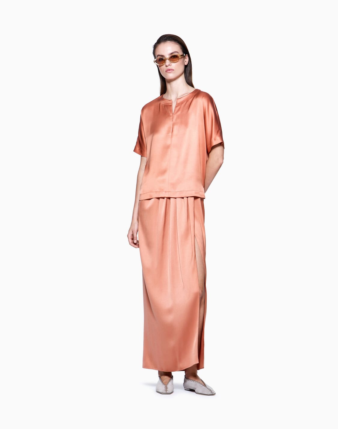 short-sleeved-shirt-in-double-faced-silk-satin-orange--giorgio-armani