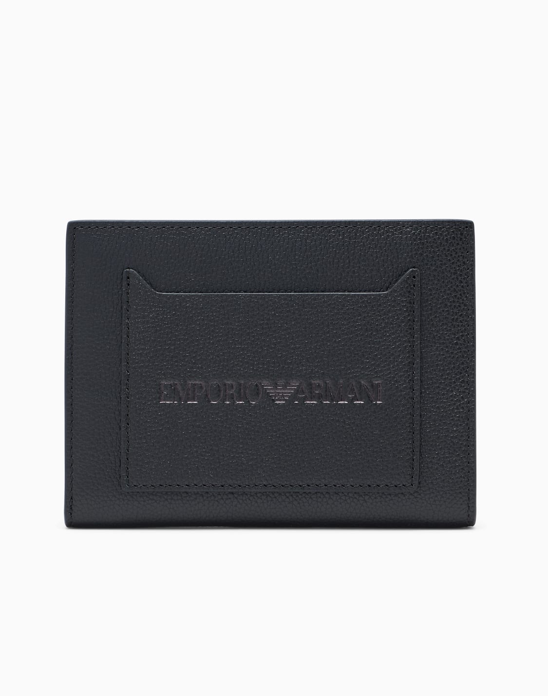 斜めポケット付き-エンボスロゴ-レザ-パスポトケス-ブラック--emporio-armani