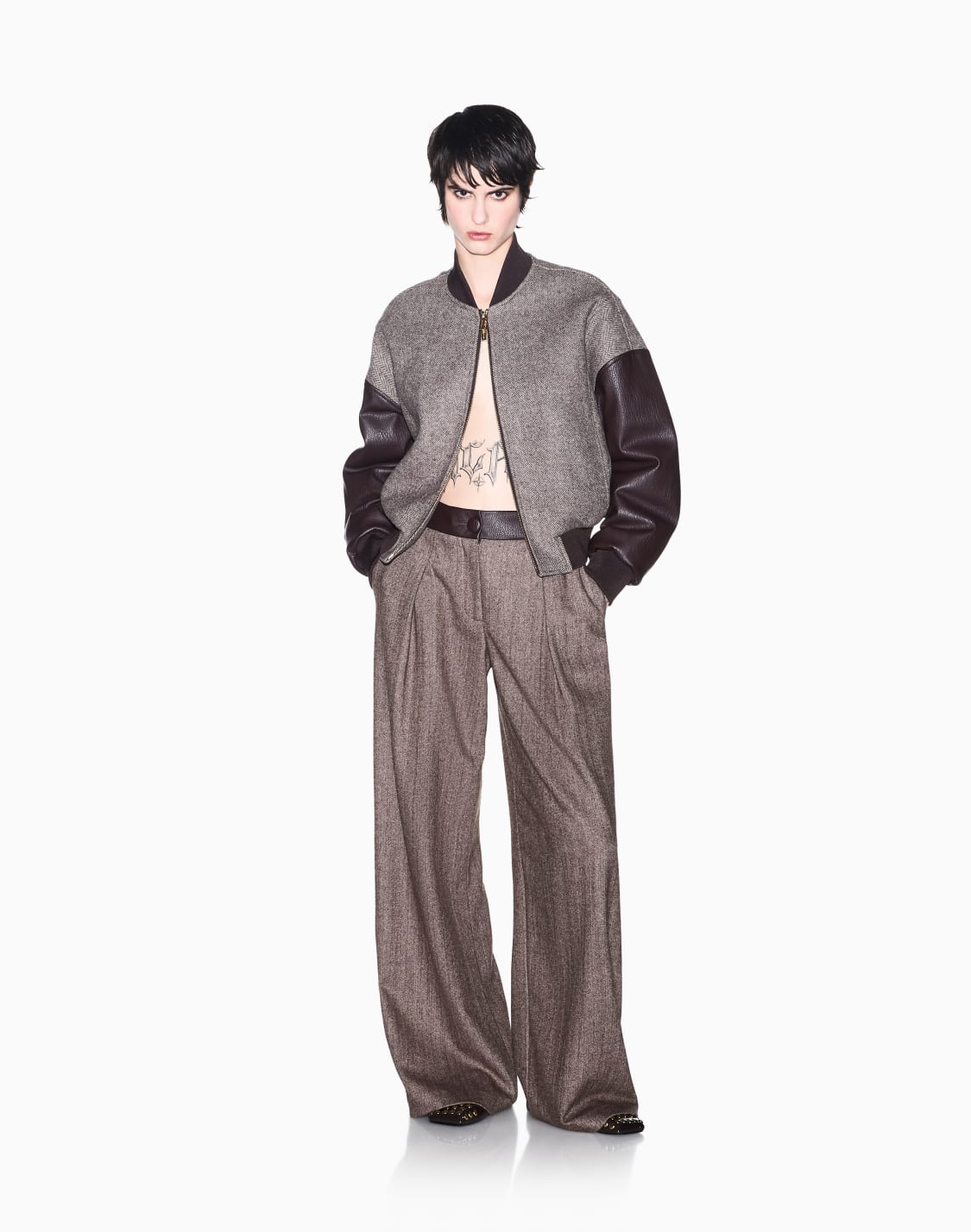 cazadora-bomber-de-lana-en-espiga-con-mangas-efecto-piel-marrn--armani-exchange