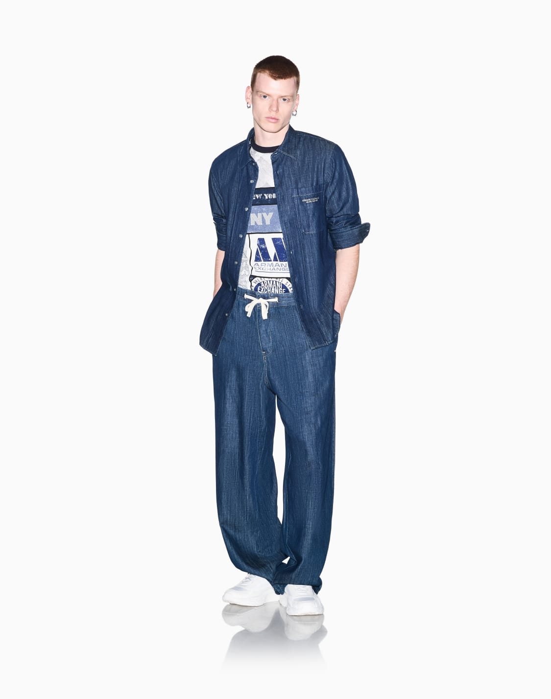 オルオバロゴプリント-レギュラフィット-半袖クルネックtシャツ-パタン--armani-exchange