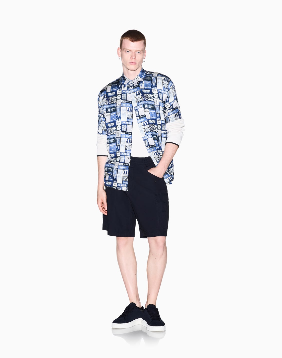 グラフィックロゴボクシフィット-半袖シャツ-パタン--armani-exchange