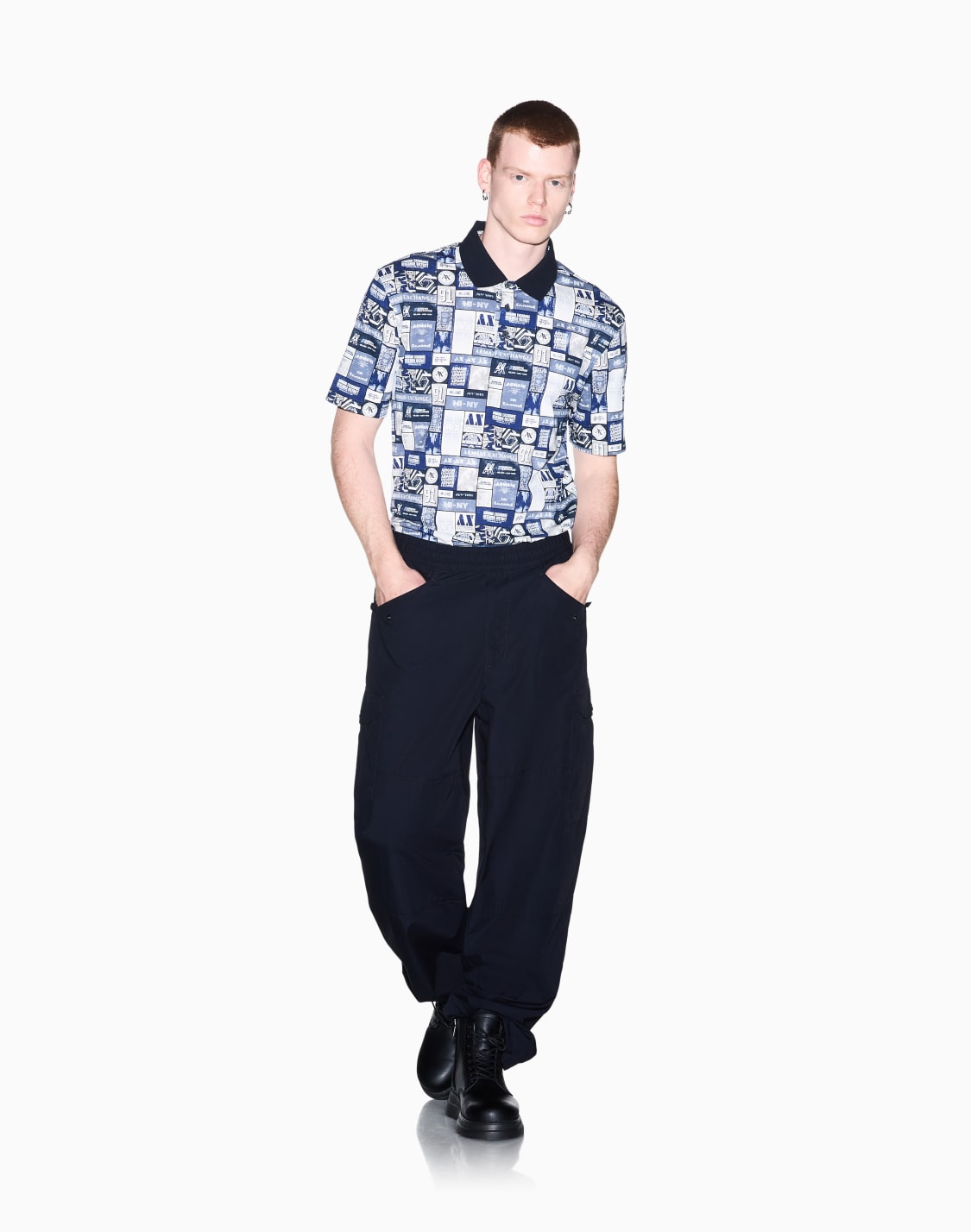 グラフィックロゴ-レギュラフィット-半袖ポロシャツ-パタン--armani-exchange