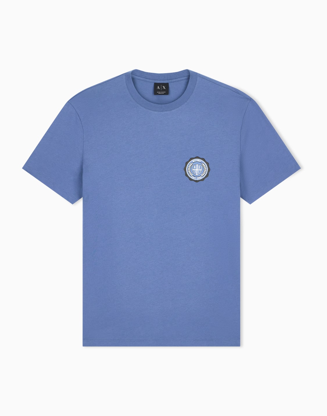エンブレムロゴ-レギュラフィット-半袖クルネックtシャツ-ライトブル--armani-exchange