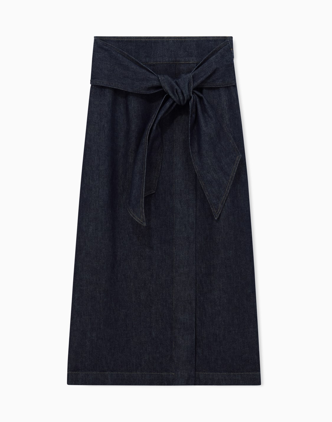 cotton-denim-skirt-with-a-wide-waistband-and-self-tie-belt-blue--emporio-armani