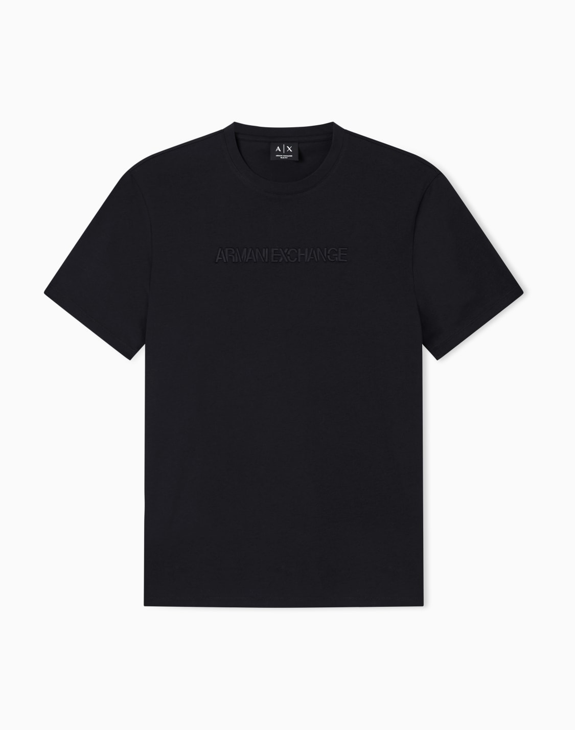 エンボスロゴ-スリムフィット-半袖クルネックtシャツ-ブラック--armani-exchange