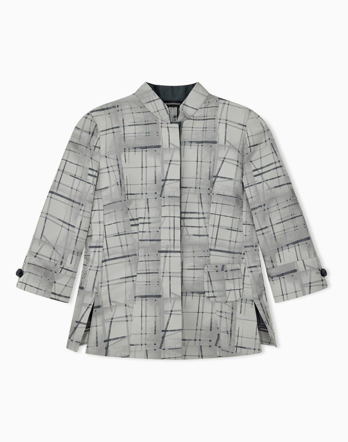 shirt-in-irregular-check-jacquard-fabric-grey--emporio-armani