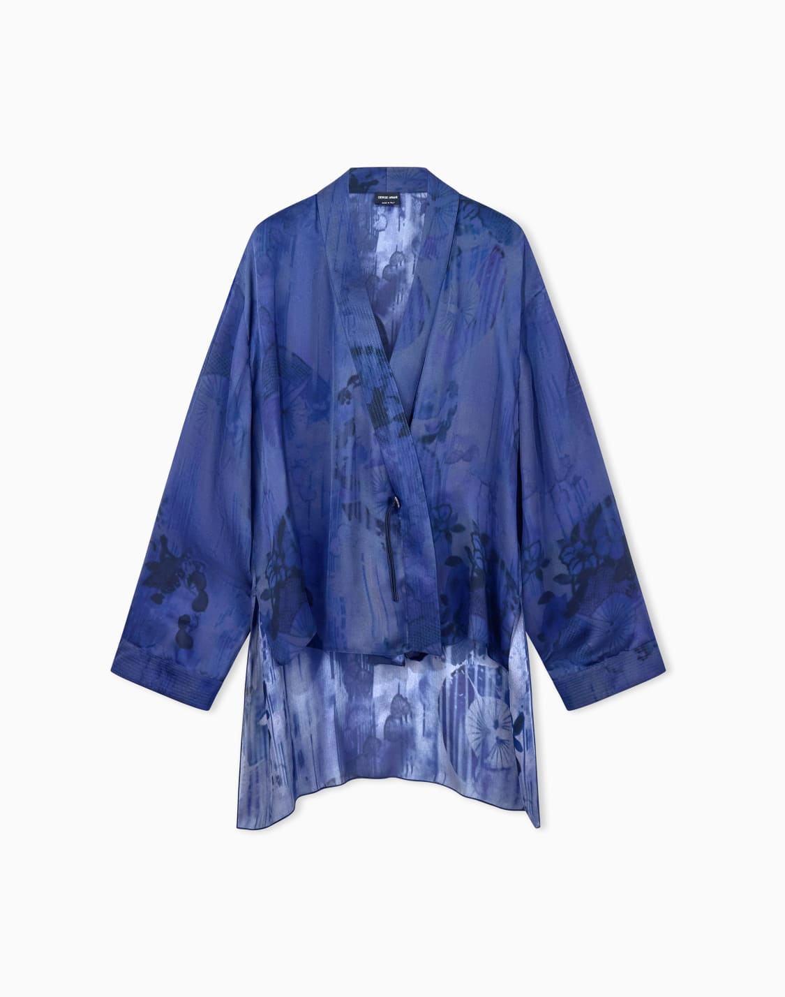 ウィメンズ-アシンメトリ-花柄シルクシャルムズシャツ-ブル--giorgio-armani