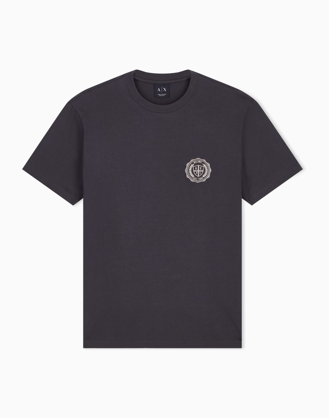エンブレムロゴ-レギュラフィット-半袖クルネックtシャツ-ブラウン--armani-exchange