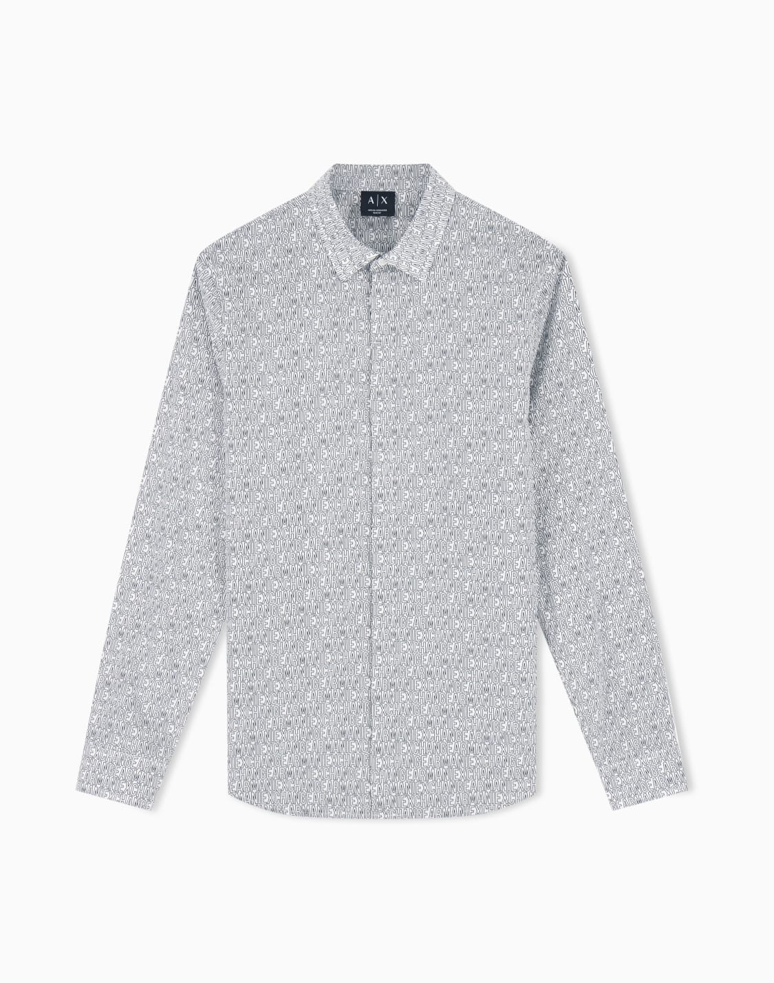 モノグラム-スリムフィット-シャツ-ホワイト--armani-exchange