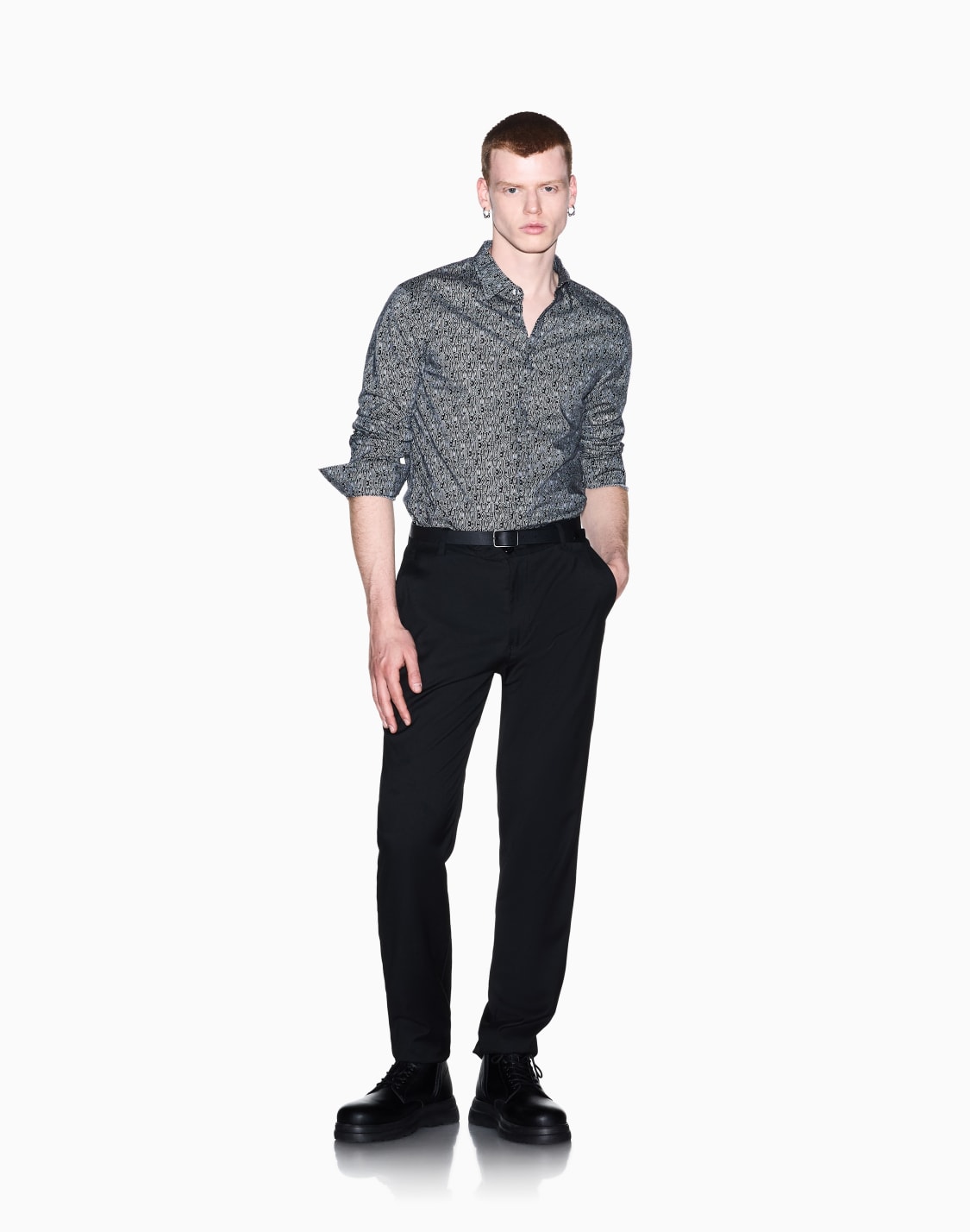モノグラム-スリムフィット-シャツ-ブラック--armani-exchange