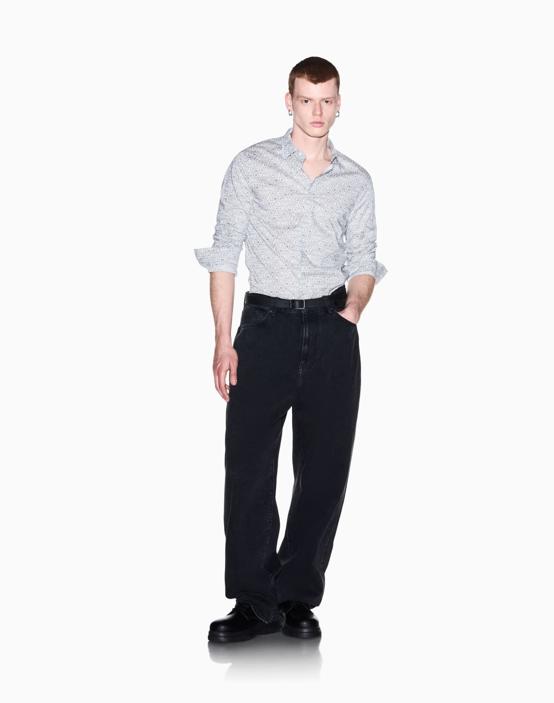 モノグラム-スリムフィット-シャツ-ホワイト--armani-exchange
