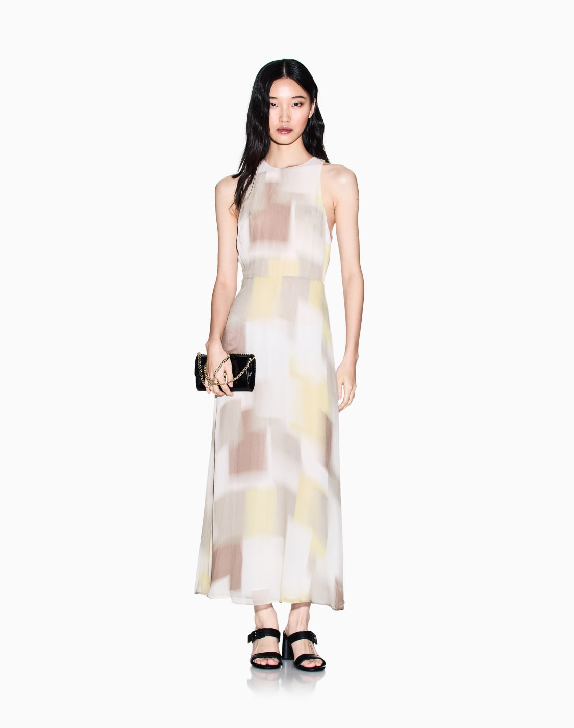 midi-dress-with-allover-abstract-print-beige--armani-exchange