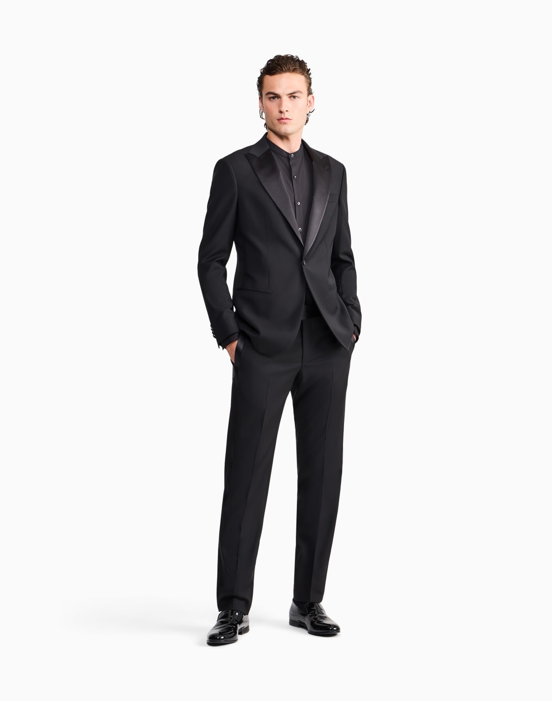 stretch-shirt-in-cotton-with-a-mandarin-collar-icon-black--giorgio-armani