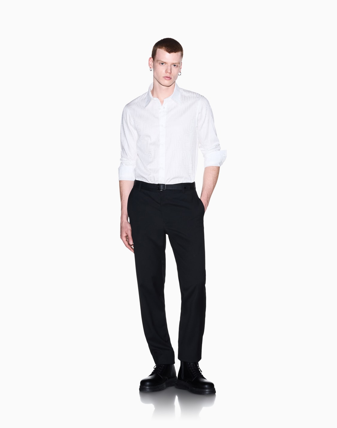 regular-fit-shirt-in-cotton-jacquard-white--armani-exchange