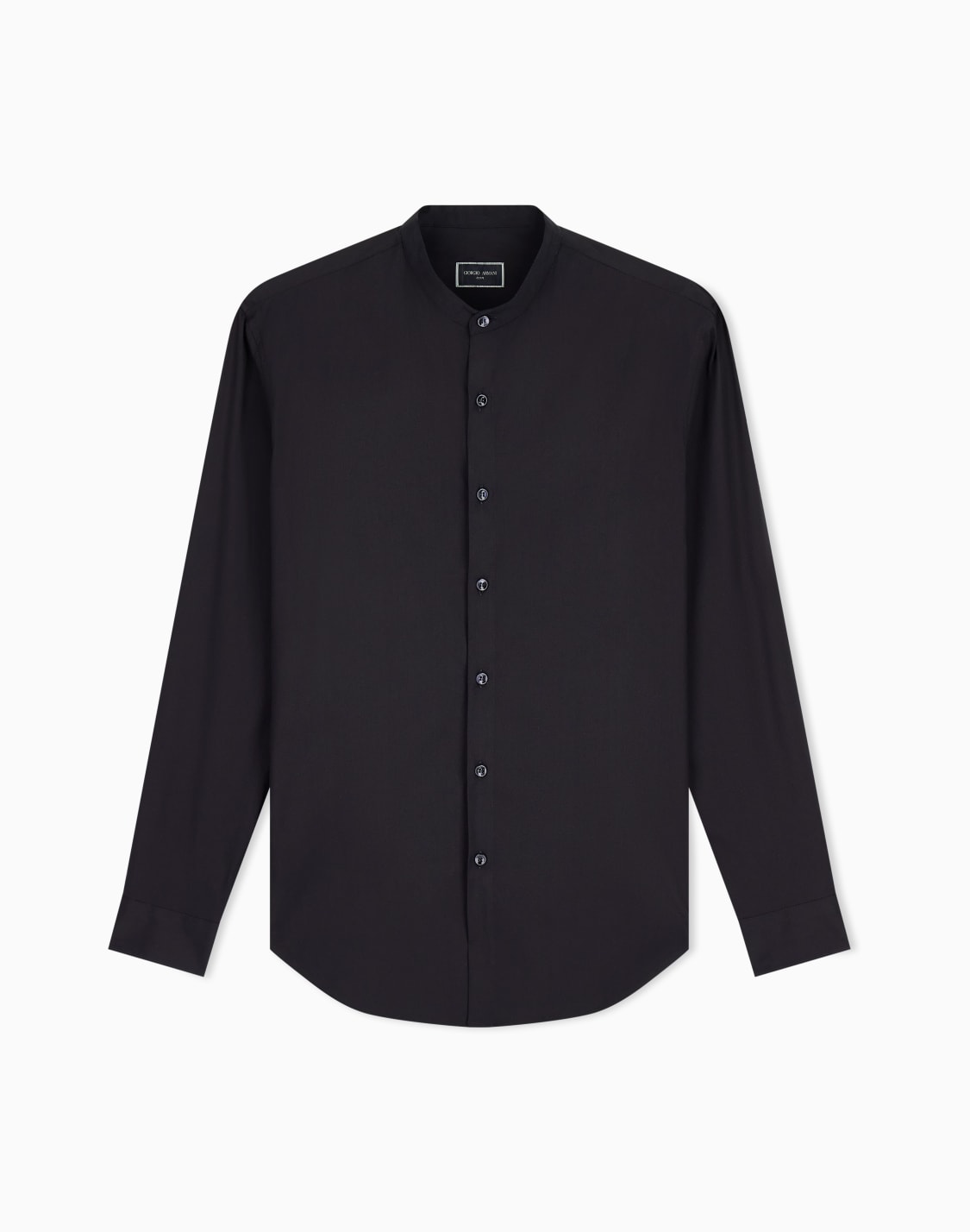 stretch-shirt-in-cotton-with-a-mandarin-collar-icon-black--giorgio-armani