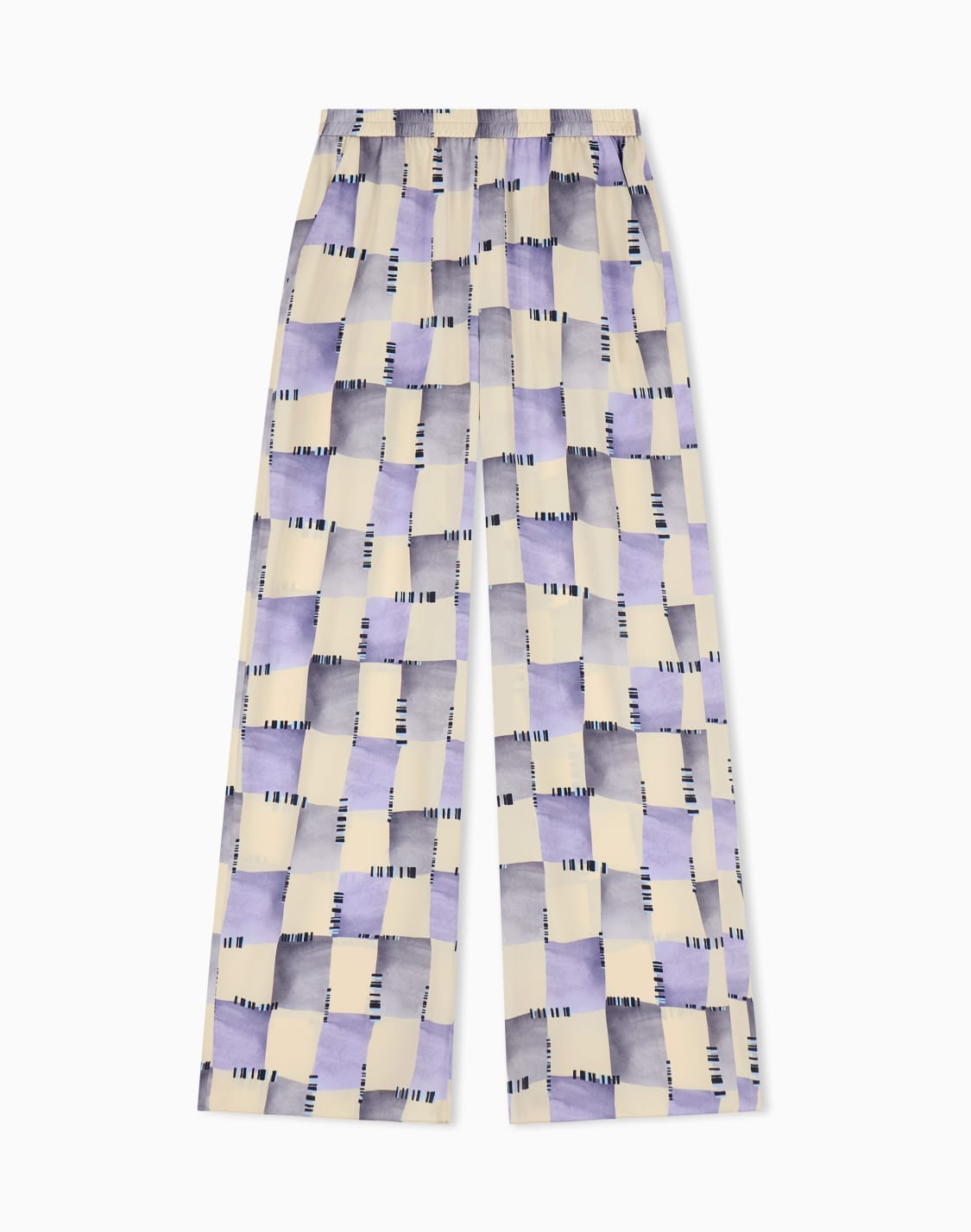 pantaloni-in-satin-stampa-check-multicolore--emporio-armani
