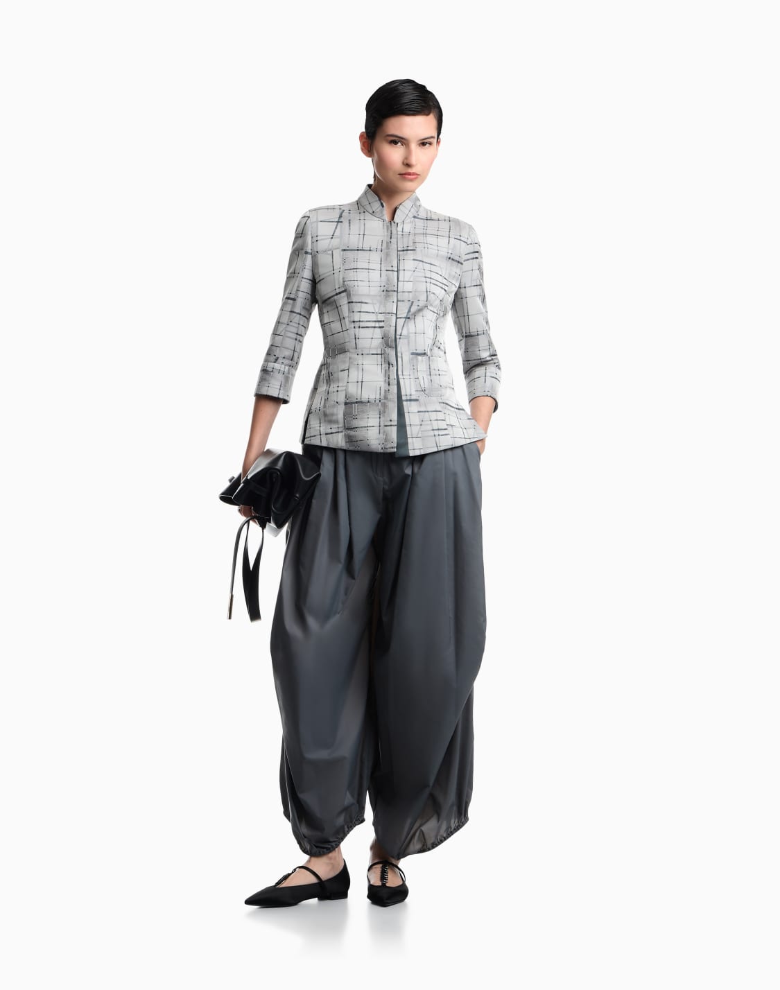 shirt-in-irregular-check-jacquard-fabric-grey--emporio-armani