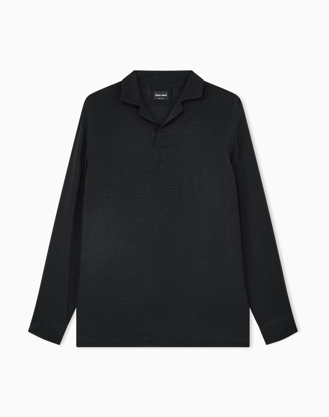 chemise-polo-manches-longues-en-cupro-jacquard-chevron-noir--giorgio-armani
