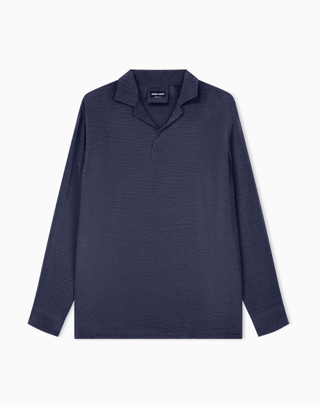 oversized-shirt-in-cupro-with-micro-jacquard-chevron-blue--giorgio-armani