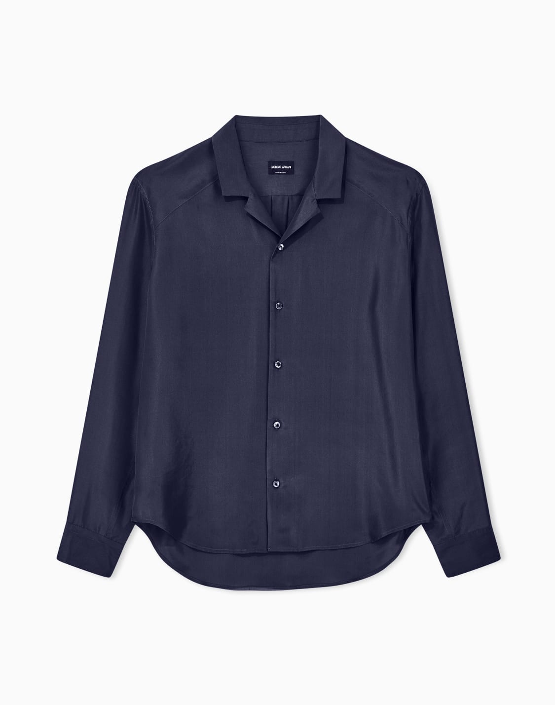 無地-シルクハボタイ-メンズシャツ-光沢感-ネイビブル--giorgio-armani